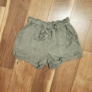 Aerie Tie Waist Pull On Army Green Shorts